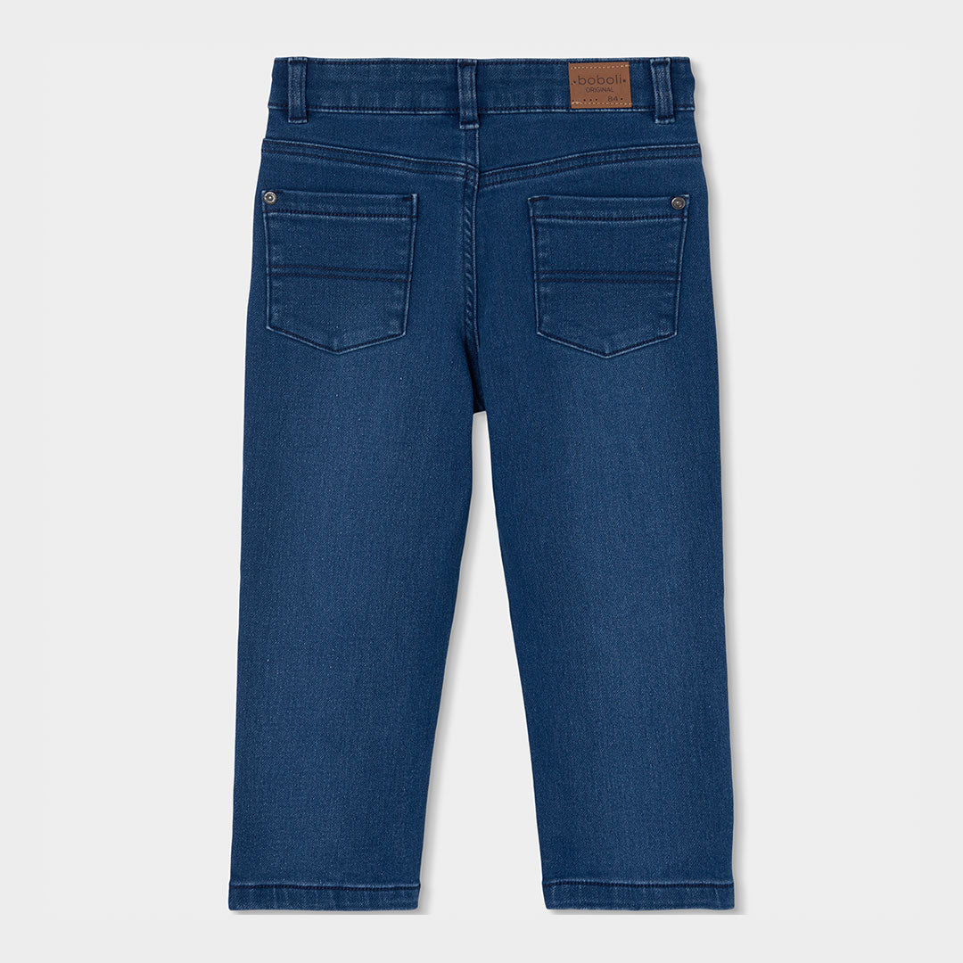 Pantalón straight denim elástico de niño color azul