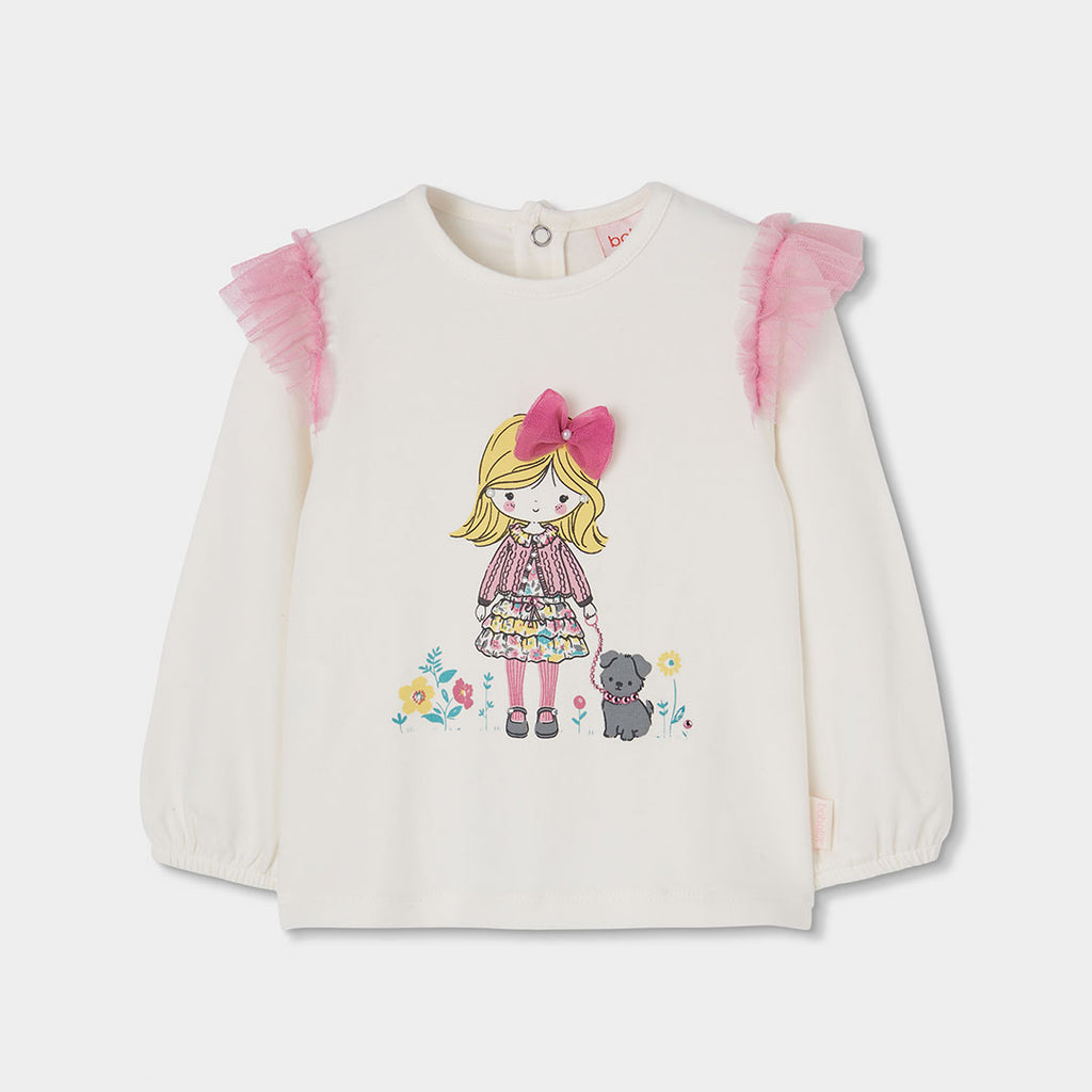 Camiseta de niña estampado muñeca con perro