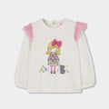 Camiseta de niña estampado muñeca con perro