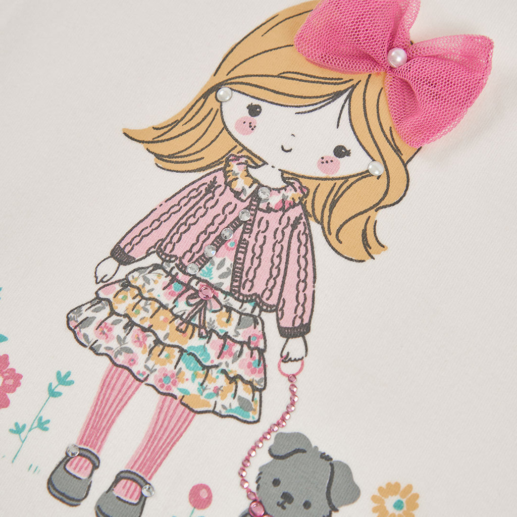 Camiseta de niña estampado muñeca con perro