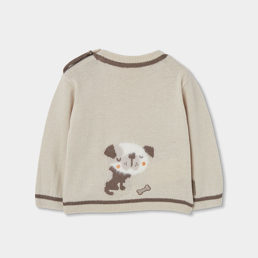 Jersey bebé niño beige con estampado de perro