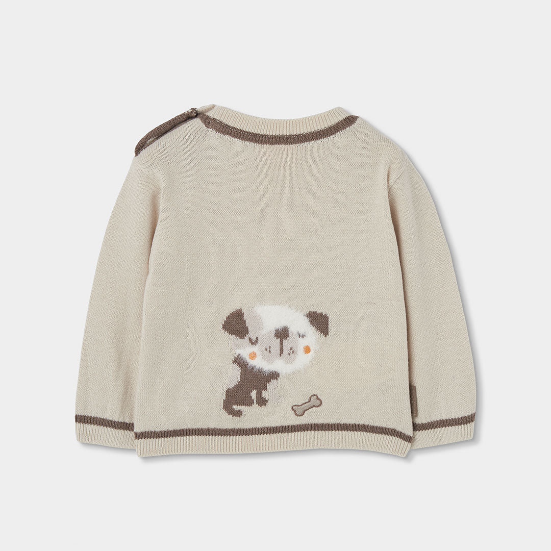 Jersey bebé niño beige con estampado de perro