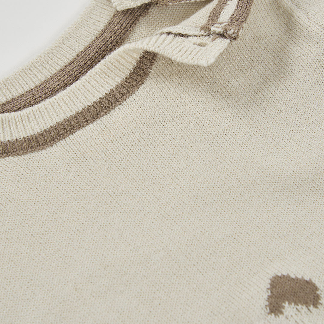 Jersey bebé niño beige con estampado de perro