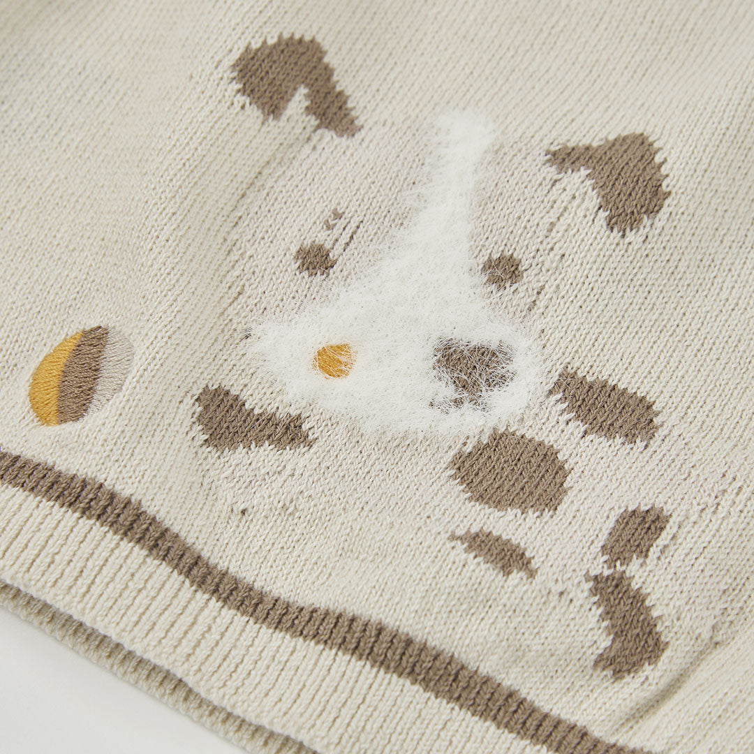 Jersey bebé niño beige con estampado de perro