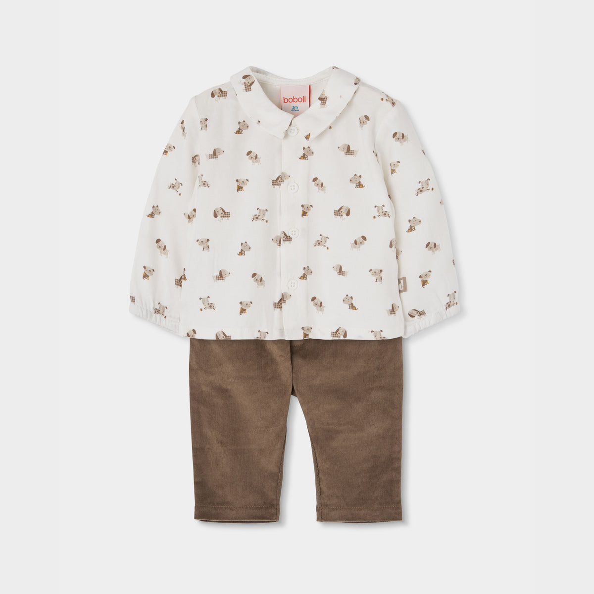 Conjunto bebé niño beige estampado de perros
