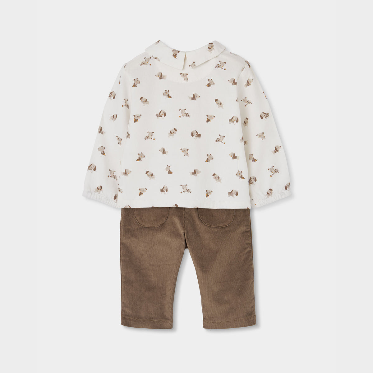 Conjunto bebé niño beige estampado de perros