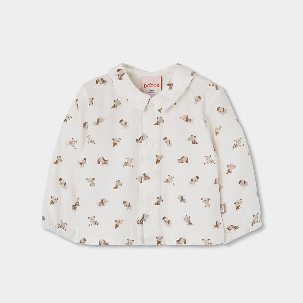 Conjunto bebé niño beige estampado de perros