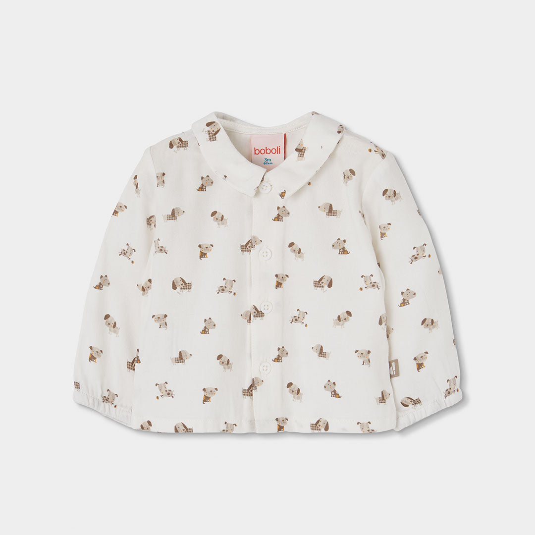 Conjunto bebé niño beige estampado de perros
