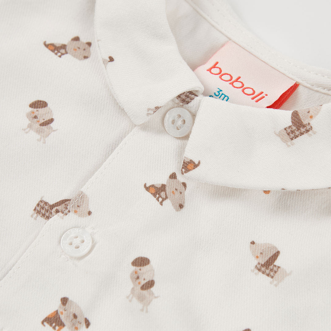 Conjunto bebé niño beige estampado de perros