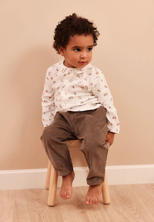 Conjunto bebé niño beige estampado de perros