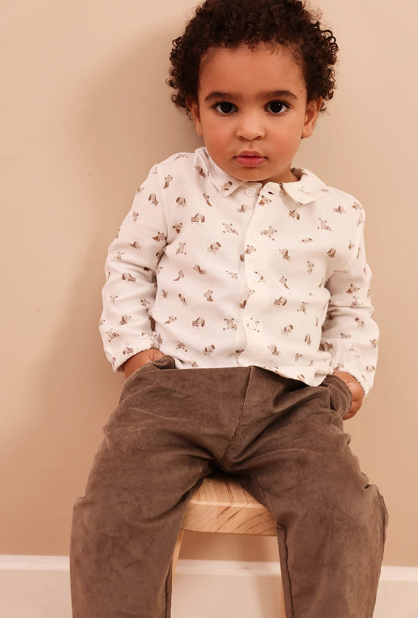Conjunto bebé niño beige estampado de perros