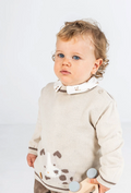 Jersey bebé niño beige con estampado de perro