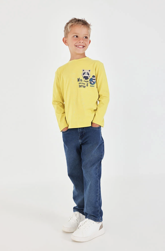 Pantalón straight denim elástico de niño color azul