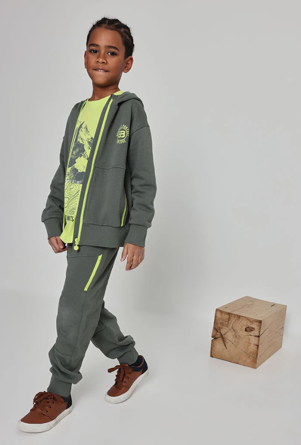 Pantalón felpa de niño color verde