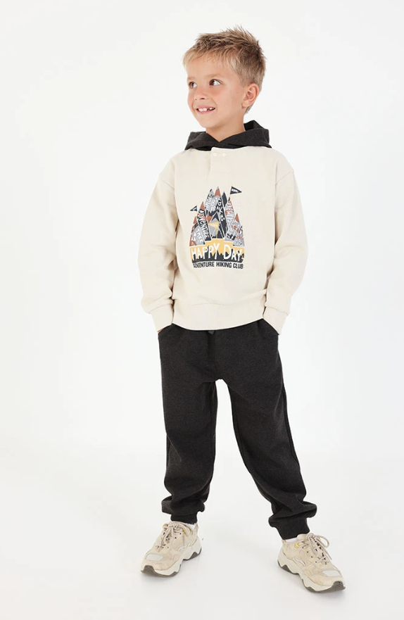 Chándal de felpa para niño de sudadera con capucha y jogger