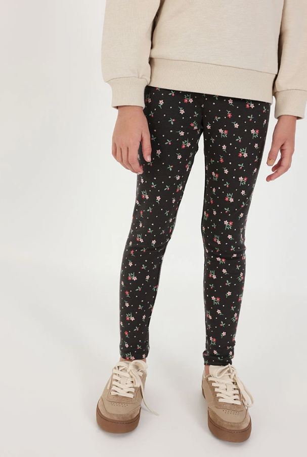Legging estampado flores gris oscuro