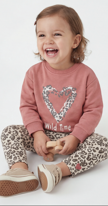 Conjunto de sudadera y legging para bebé niña Modelo Wild time