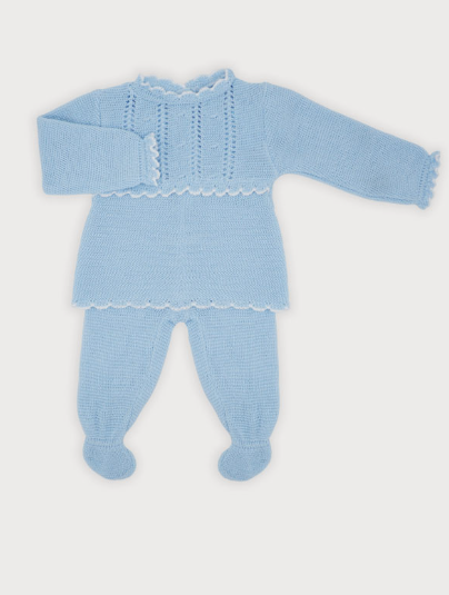 Conjunto punto hilo 2/P polaina Modelo Macarena para bebé