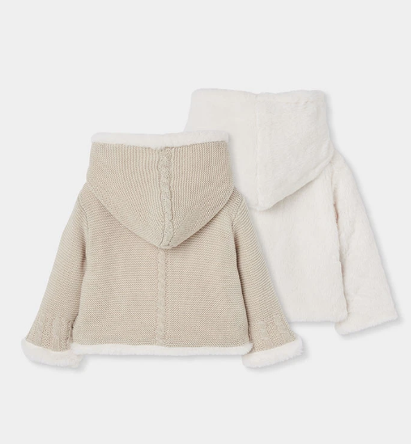 Chaqueta beige punto reversible de bebé