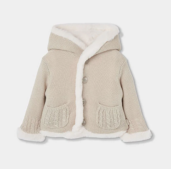 Chaqueta beige punto reversible de bebé