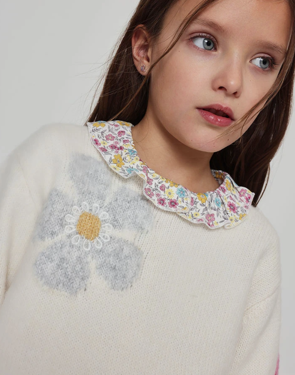Jersey floral de punto para niña
