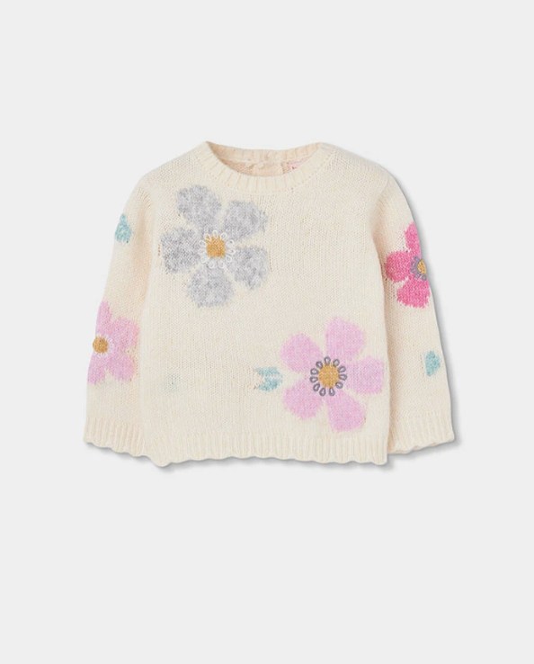 Jersey floral de punto para niña