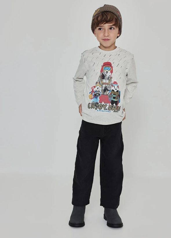 Pantalón straight denim elástico de niño color negro