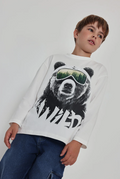 Camiseta niño blanca estampado de oso