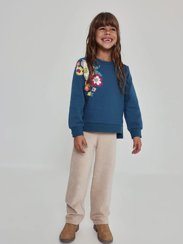 Pantalón pana niña beige wide leg