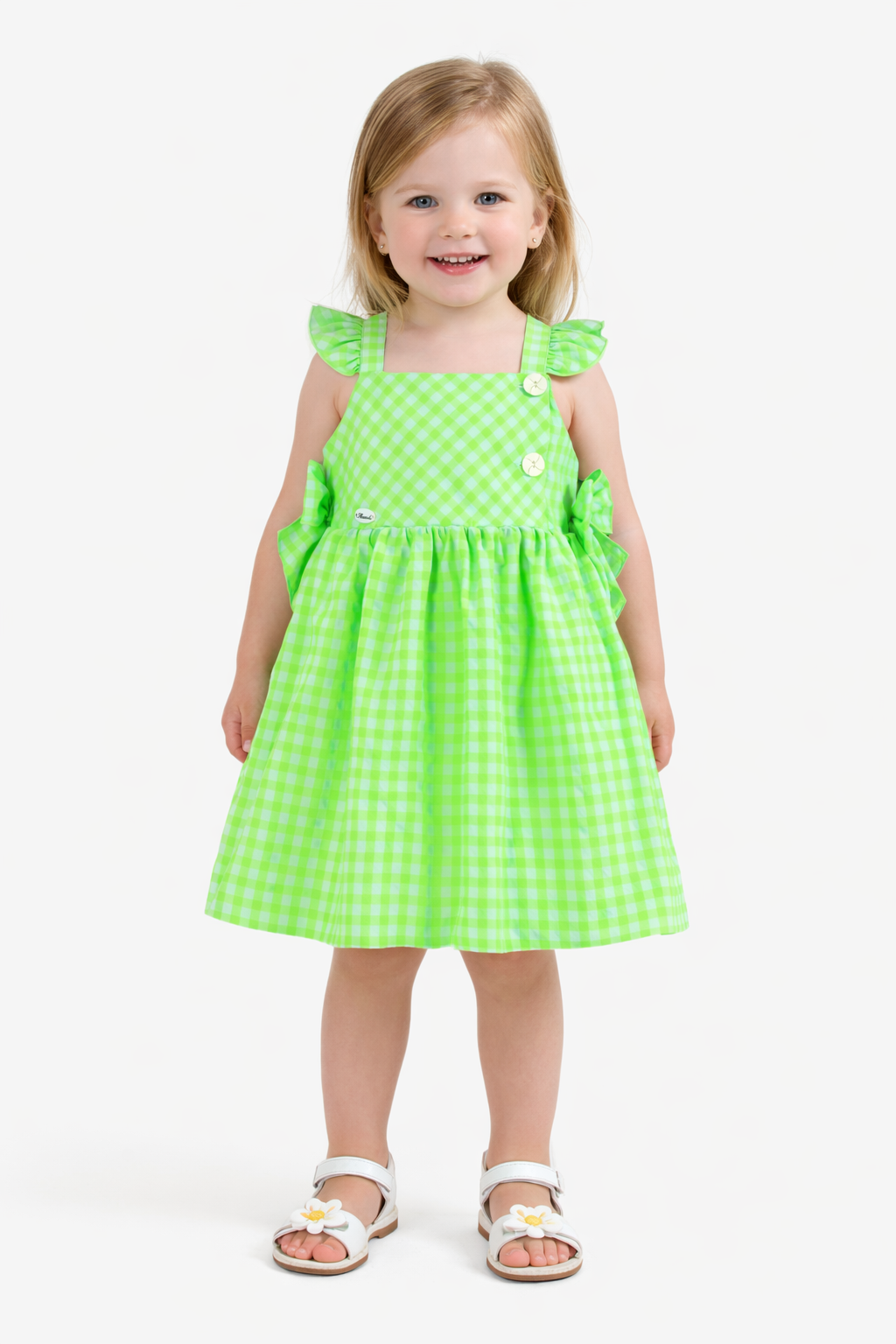 Vestido vichy verde flúor