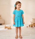 Vestido niña bordado ingles color azul