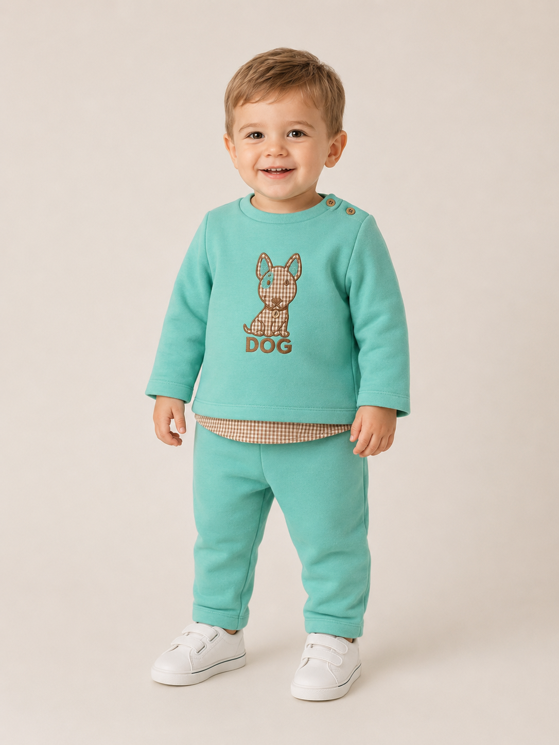 Conjunto  Doggy color turquesa de sudadera y jogger